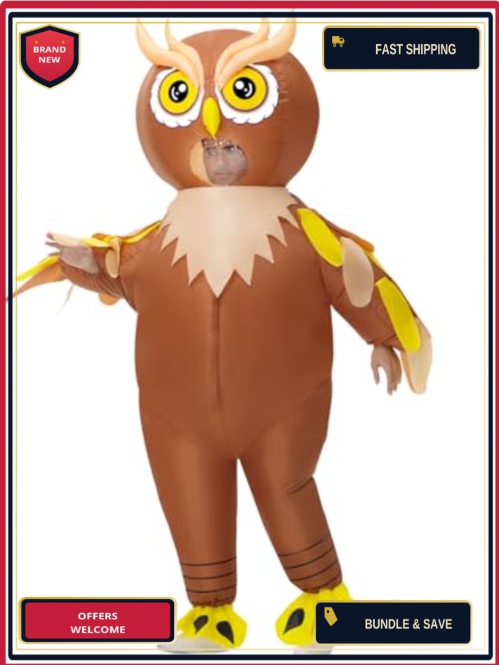 Inflatable Owl Costume Adult Blow Up Halloween Cosplay Party Fancy Dress